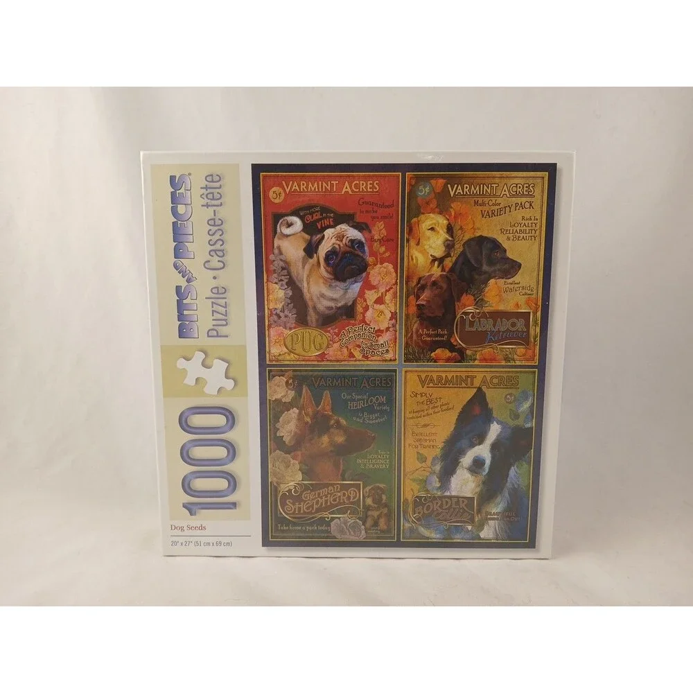 Bits and Pieces 1000 Piece Jigsaw Puzzle-Dog Seeds-NEW/SEALED!